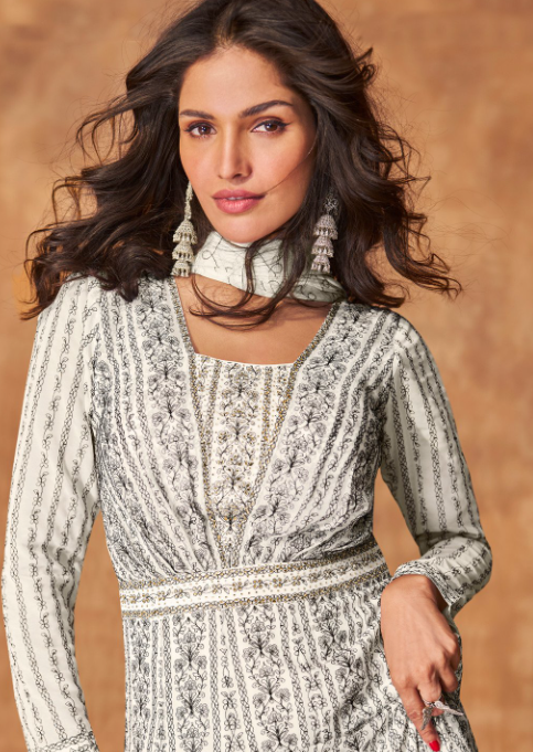 Georgette Embellished Sequins Stitched Anarkali Suit Set