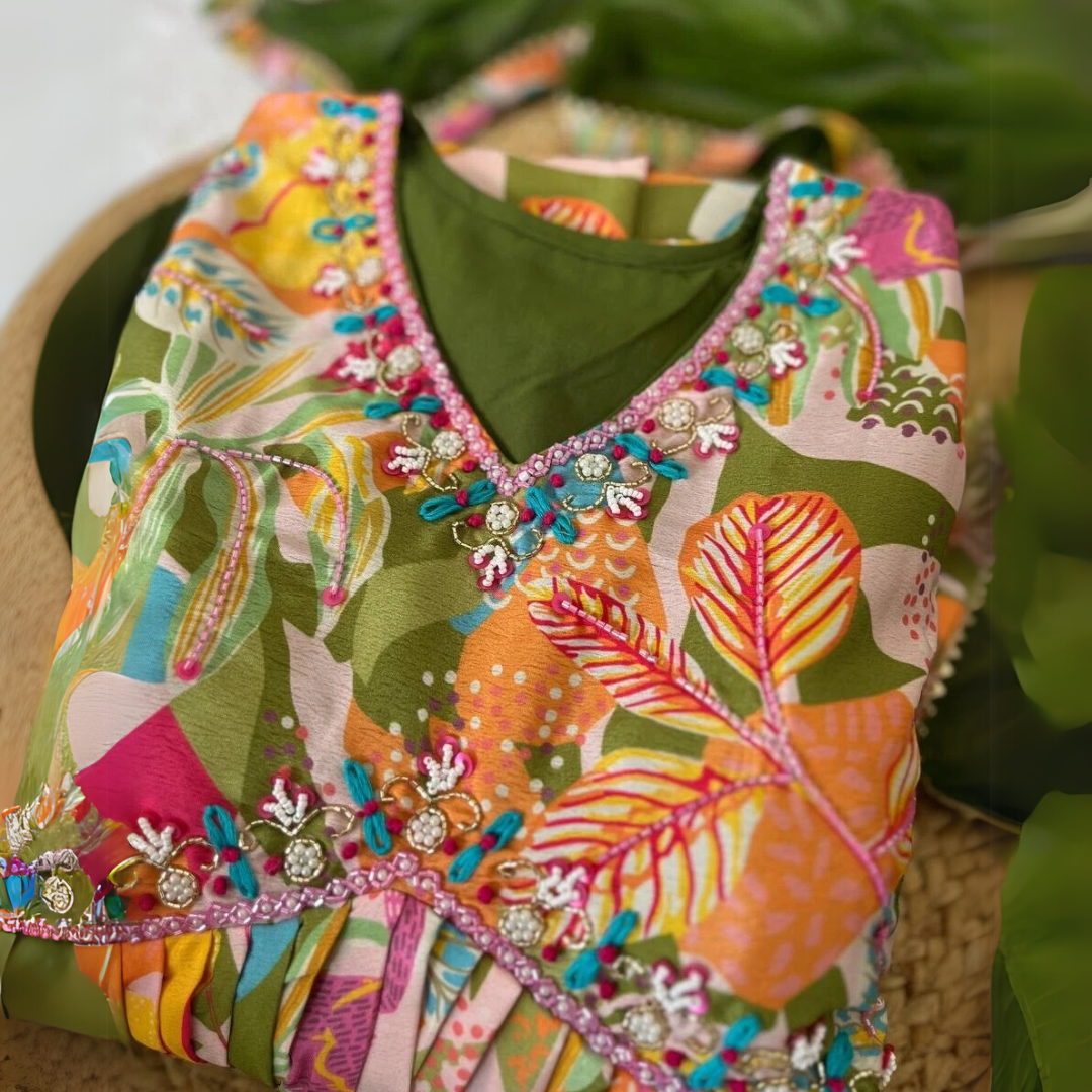 Floral Elegance: Aliya Cut Dress with Dupatta and Pant