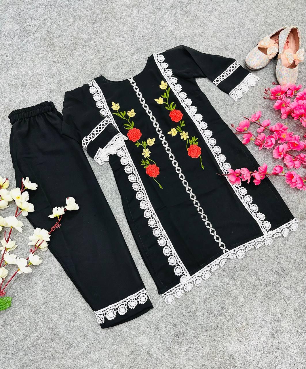 Heavy Faux Georgette Top-Bottom for Kids