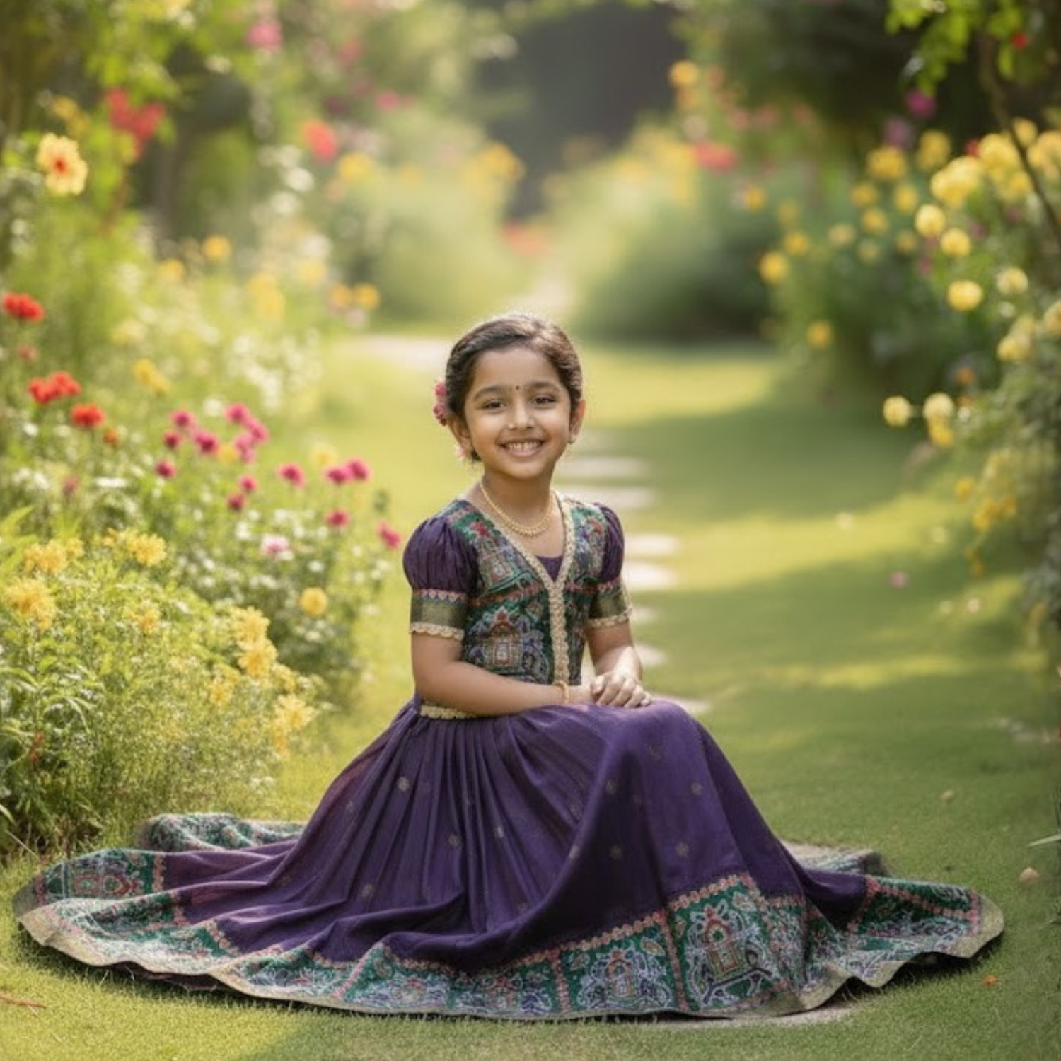 Premium Silk Jacquard Work Lehenga With Koti  Stlye For Kids