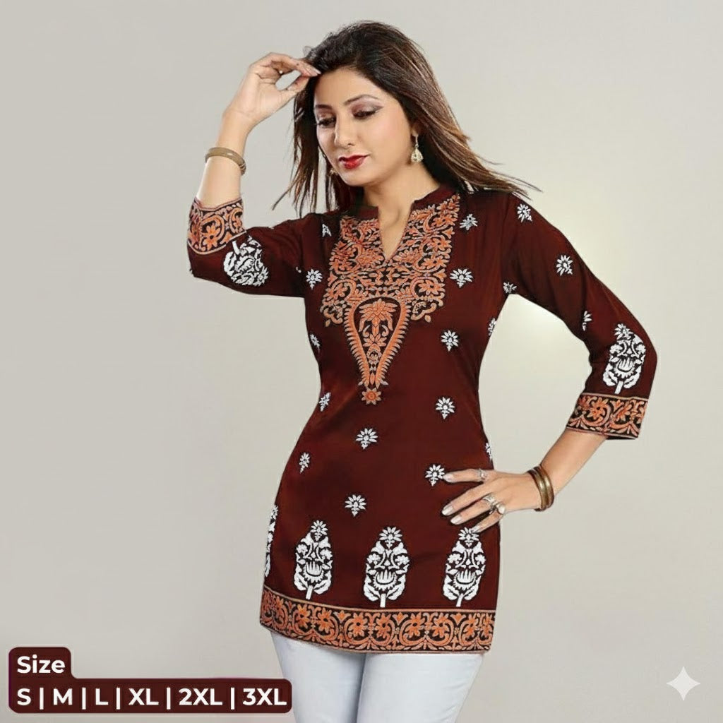 Digital Printed Embroidery Tops Collection For Women 001