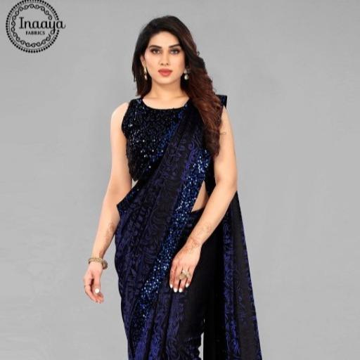 Trending  Lycra Blend Saree with Sequins work For Women