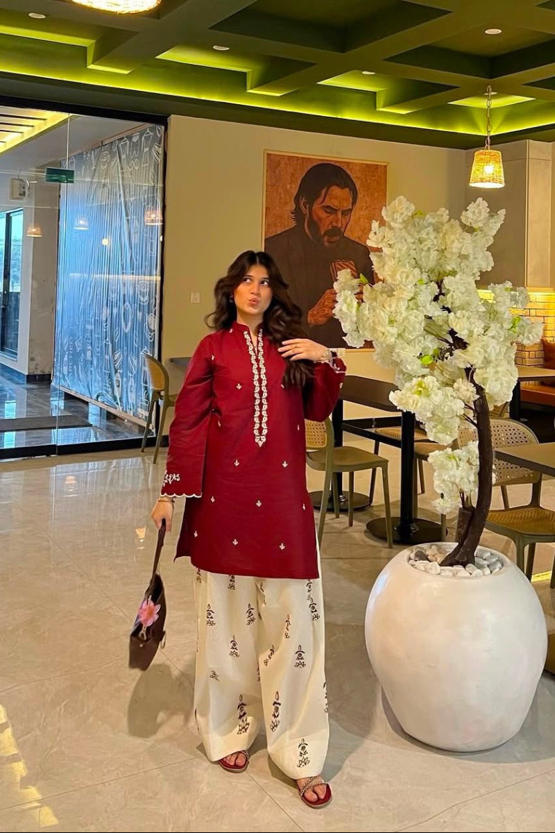 Luxury Heavy Embroidered Dhannak 2-Piece Suit | Ready To Wear