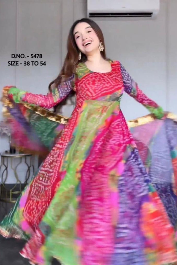 Printed Anarkali Kurta, Dupatta Set