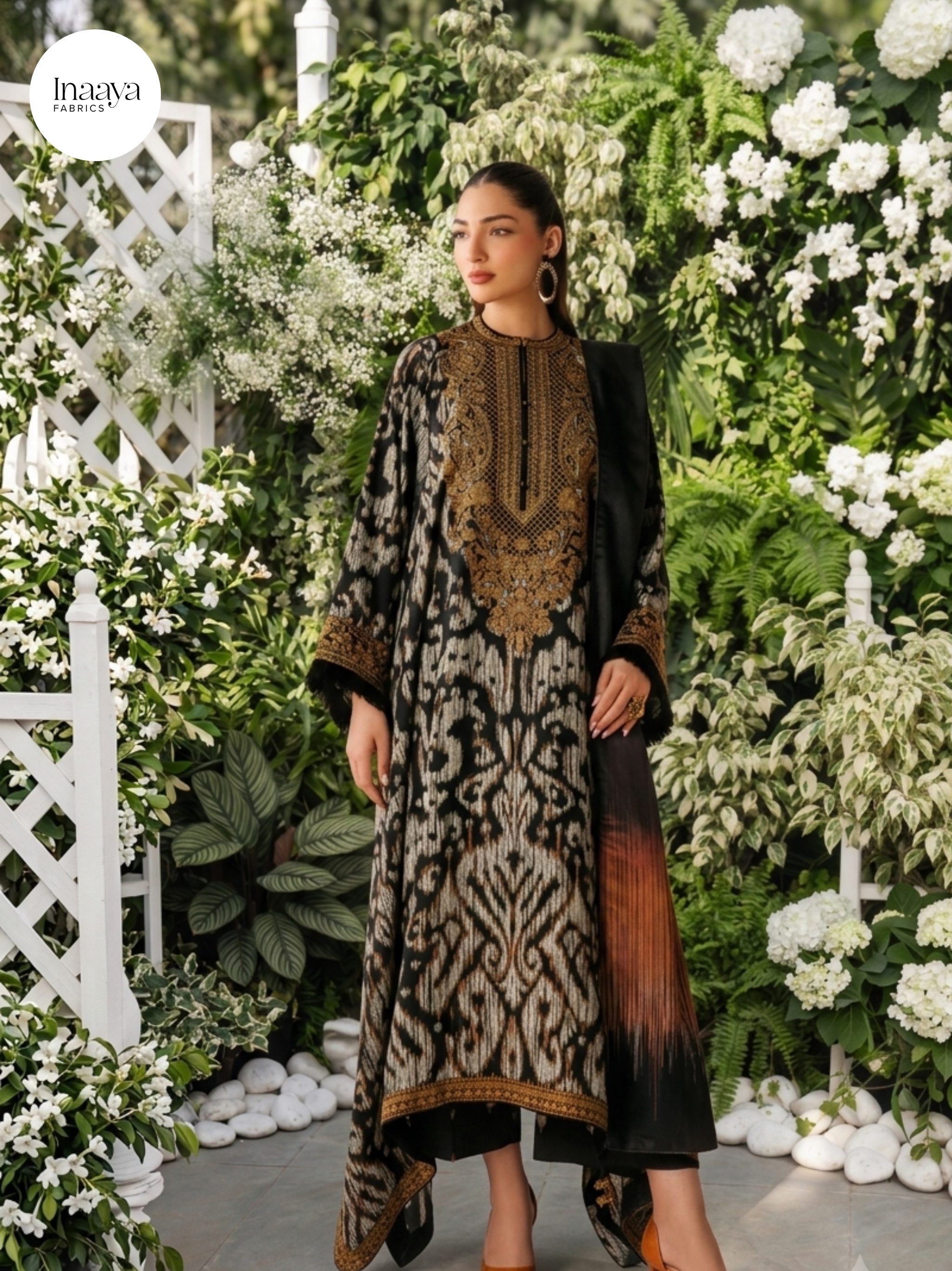 3 Piece Stitched Lawn Suit - Ready To Wear
