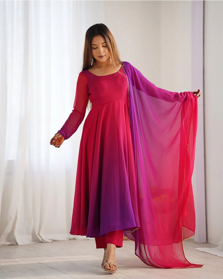 Trendy Colorful Padding Gown Set