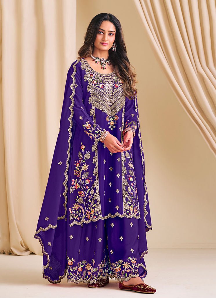 Heavy Embroidered Traditional Anarkali Palazzo Dress