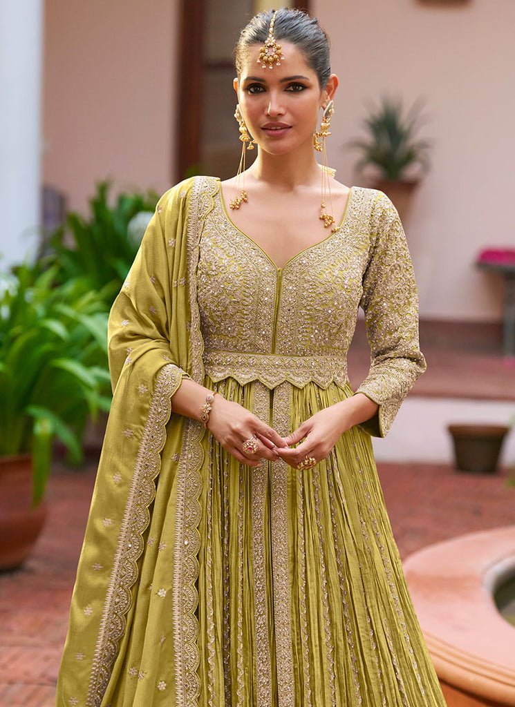 Heavy Embroidered Slit Style Anarkali Lehenga Set