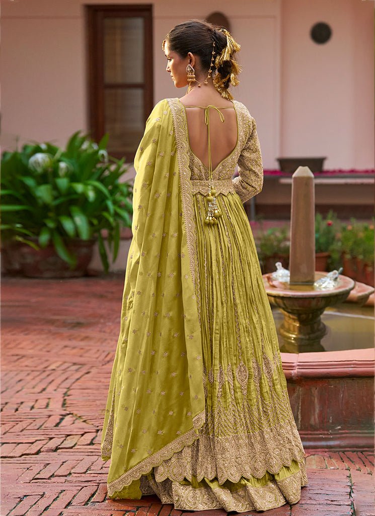 Heavy Embroidered Slit Style Anarkali Lehenga Set
