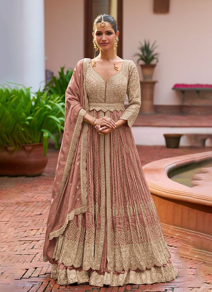 Heavy Embroidered Slit Style Anarkali Lehenga Set