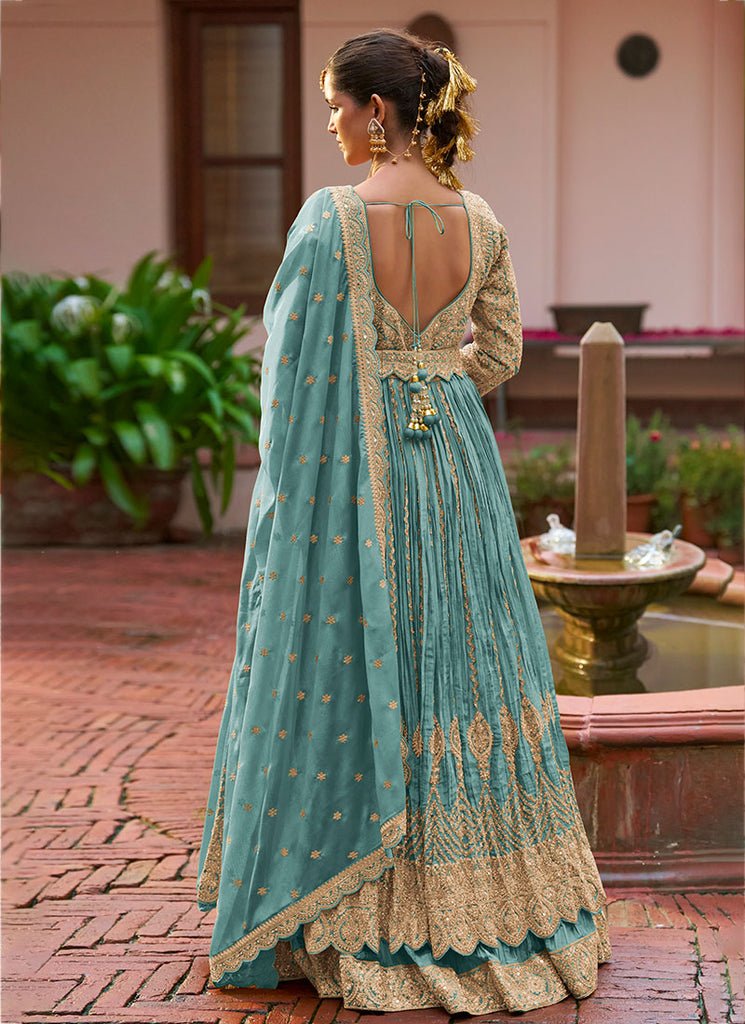 Heavy Embroidered Slit Style Anarkali Lehenga Set