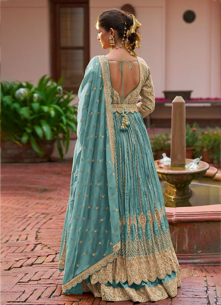 Heavy Embroidered Slit Style Anarkali Lehenga Set