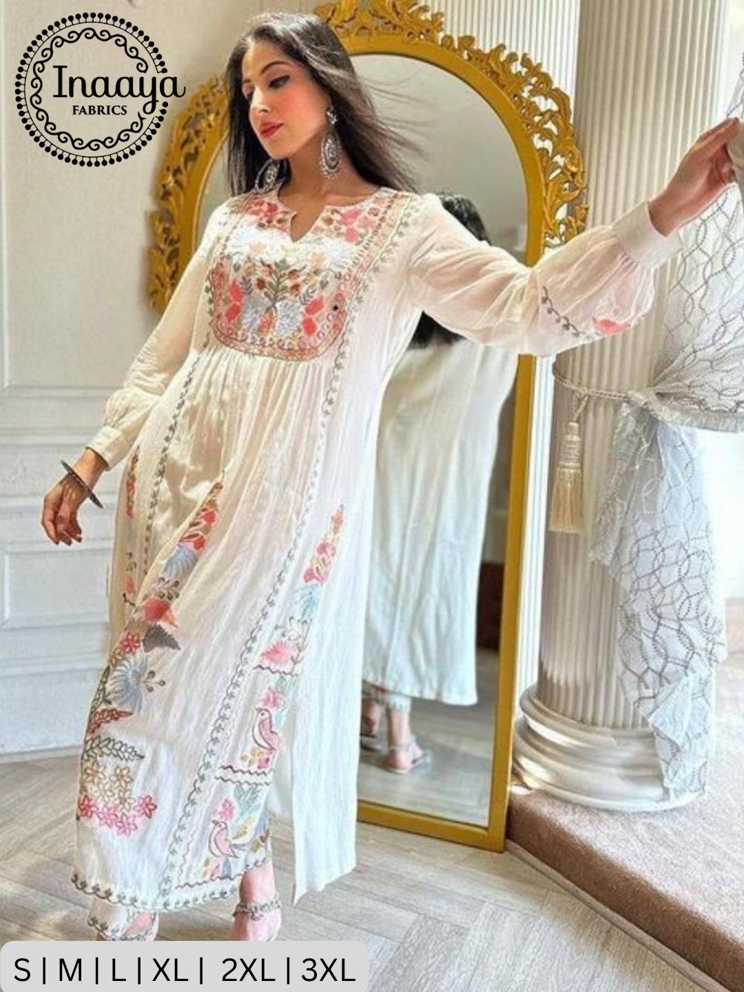 Embroidery White 3PCS Suit For Women 003