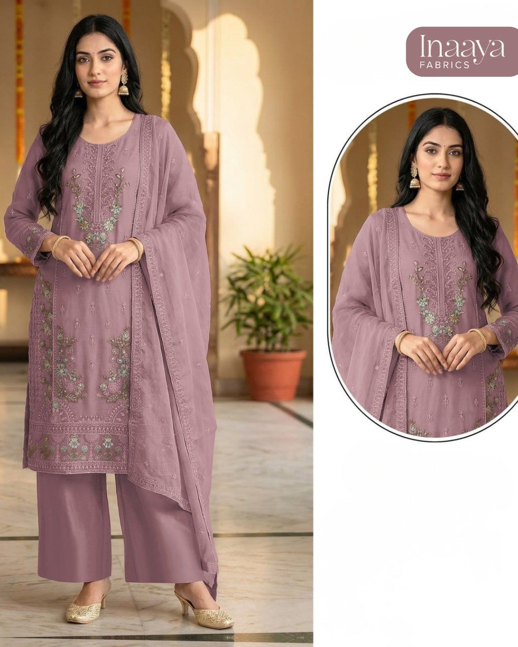Heavy Chiffon with Sequence Embroidery & Khatli Work