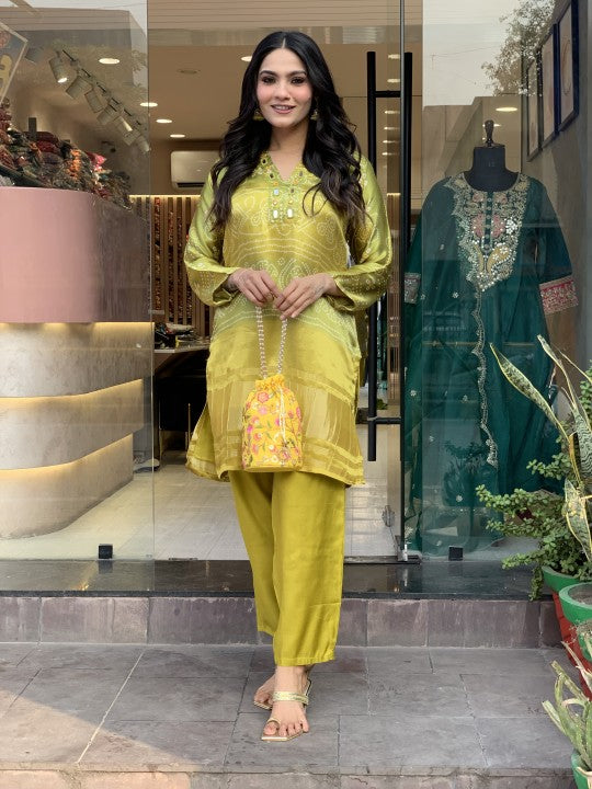 Mustard Bandhani Co-ord Set