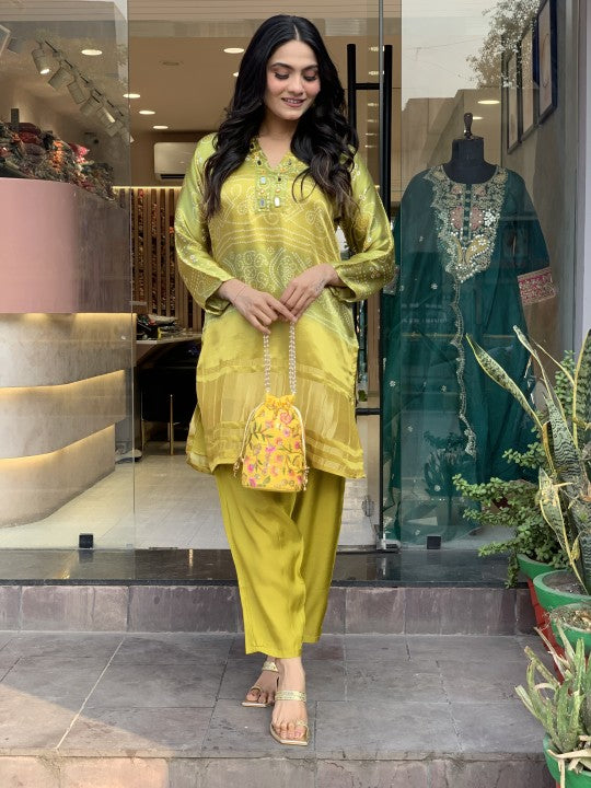 Mustard Bandhani Co-ord Set