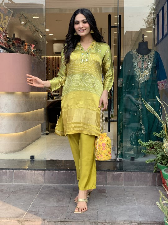 Mustard Bandhani Co-ord Set