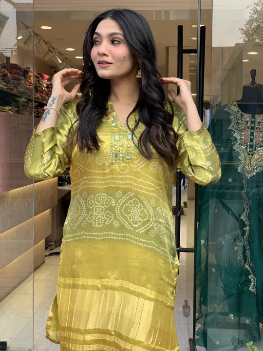 Mustard Bandhani Co-ord Set