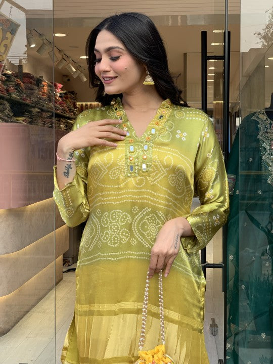 Mustard Bandhani Co-ord Set