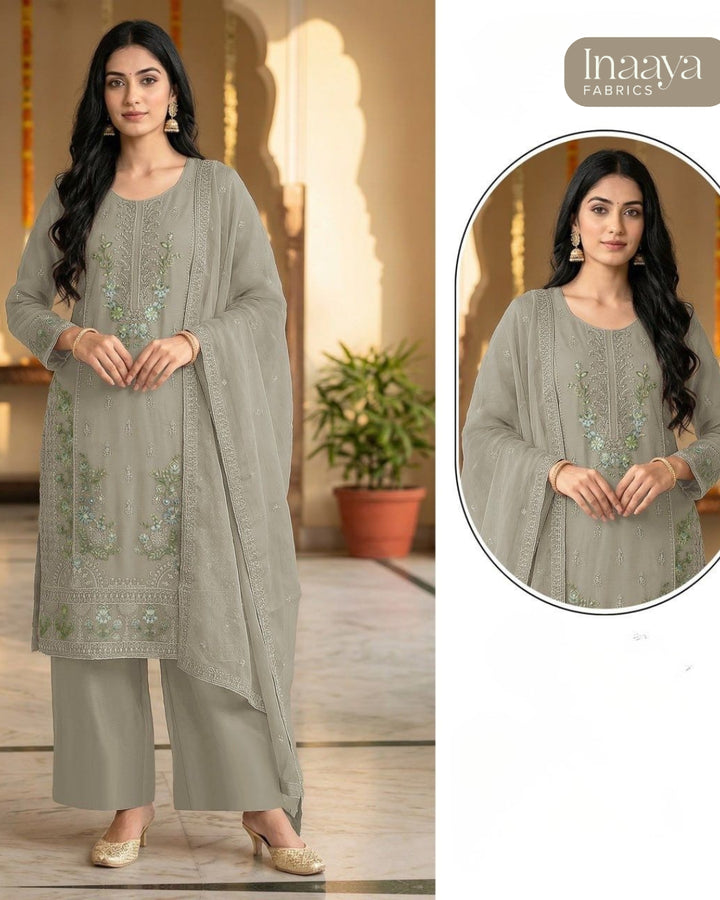 Heavy Chiffon with Sequence Embroidery & Khatli Work