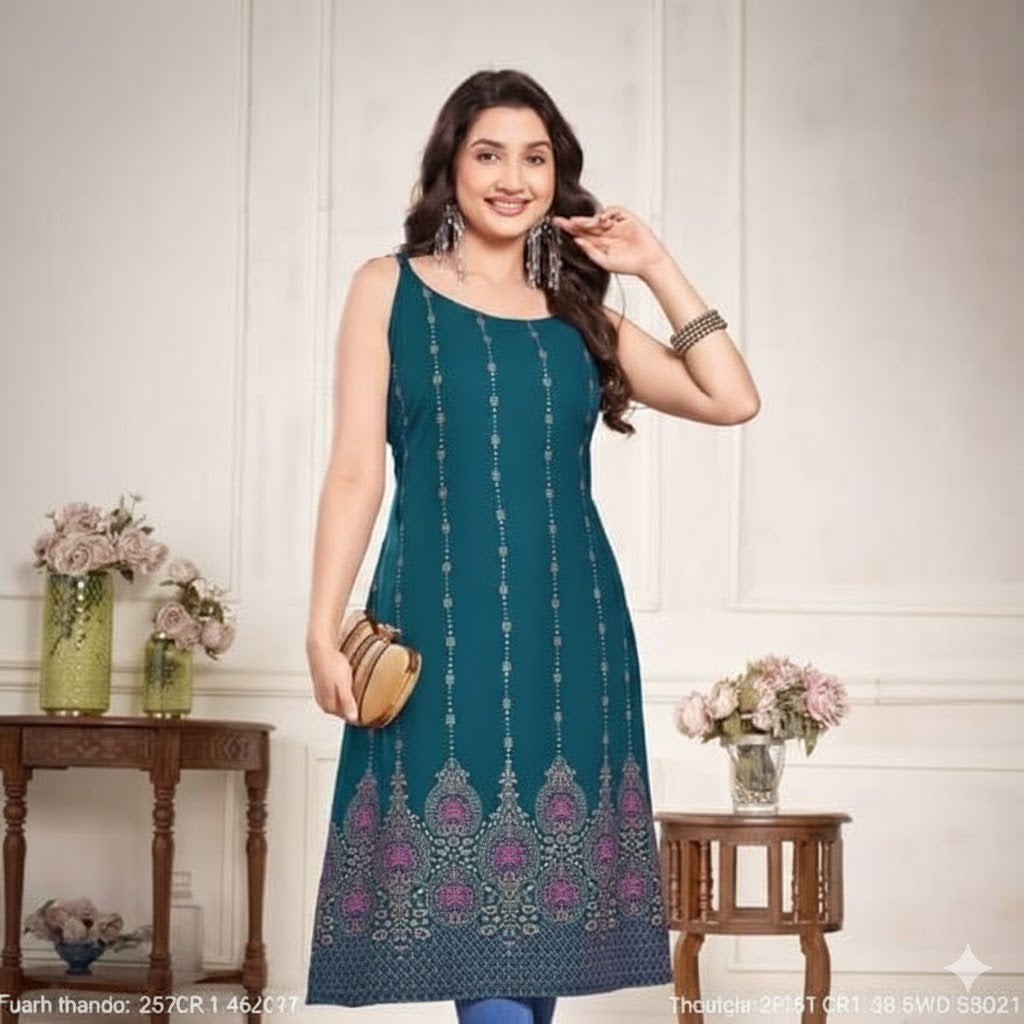 Elegant Designer Ready To Wear  Kurti with Golden Flair  For Women 001