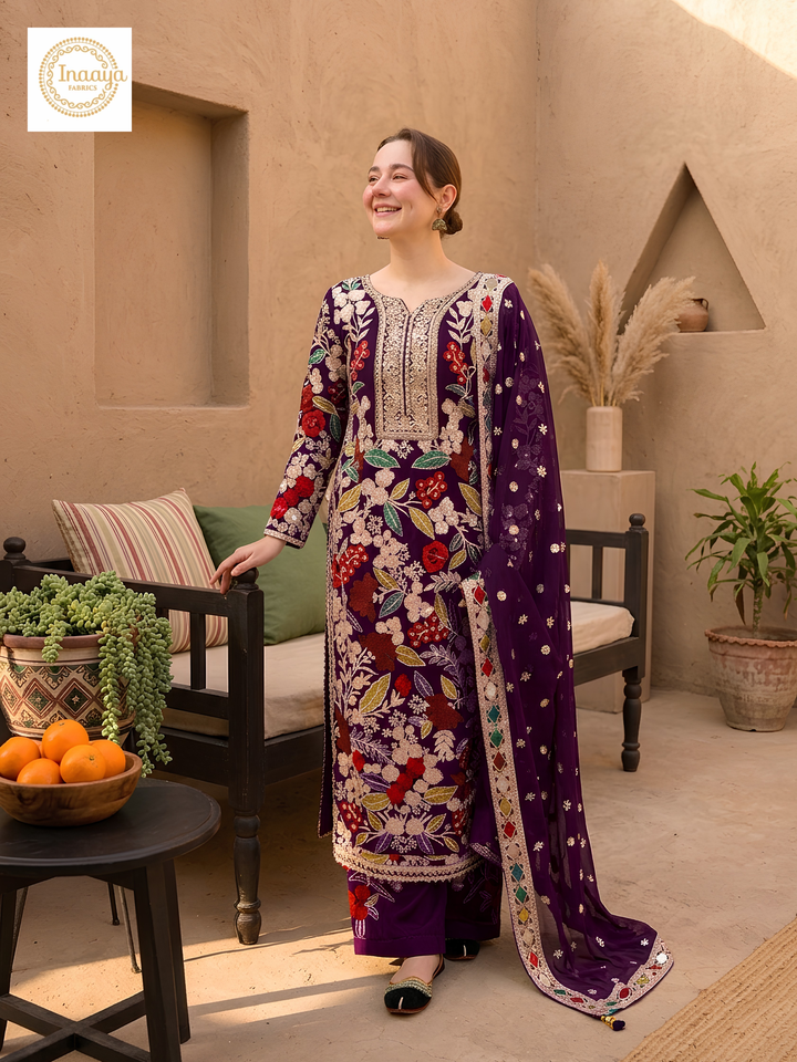 Velvet Handwork Salwar Kameez with Dupatta