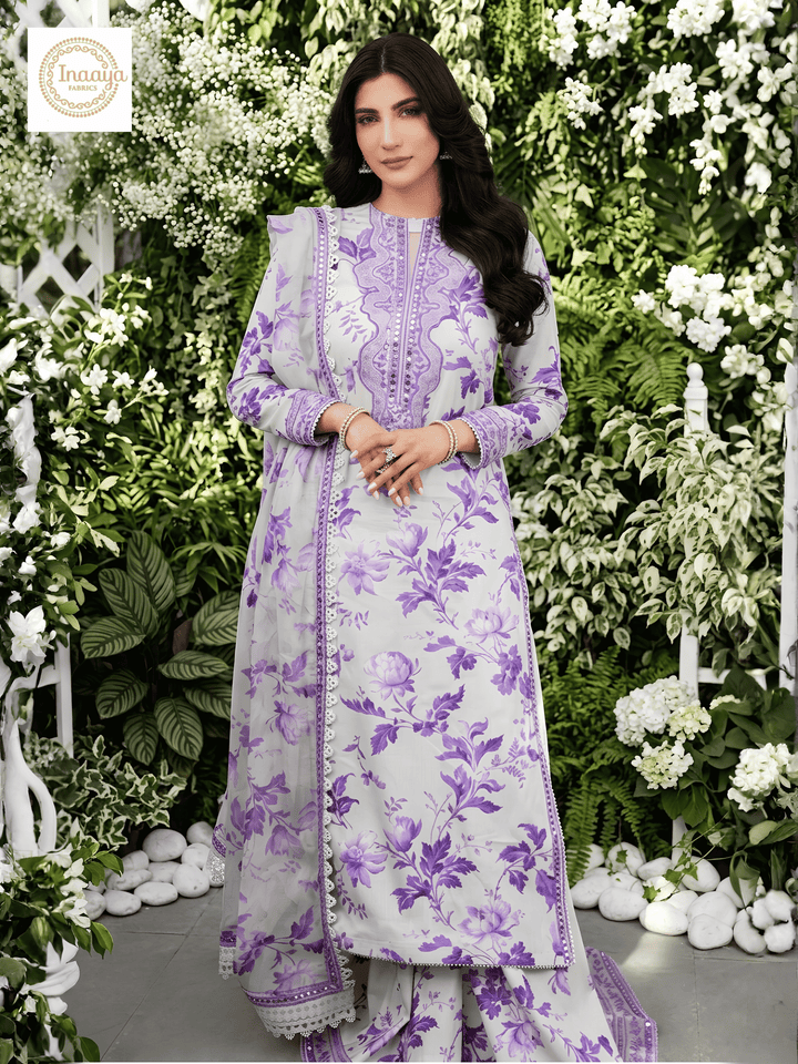 3 Piece Stitched Lawn Suit - Ready To Wear