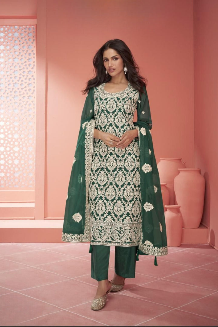 Embroidered Work Organza Salwar Suit