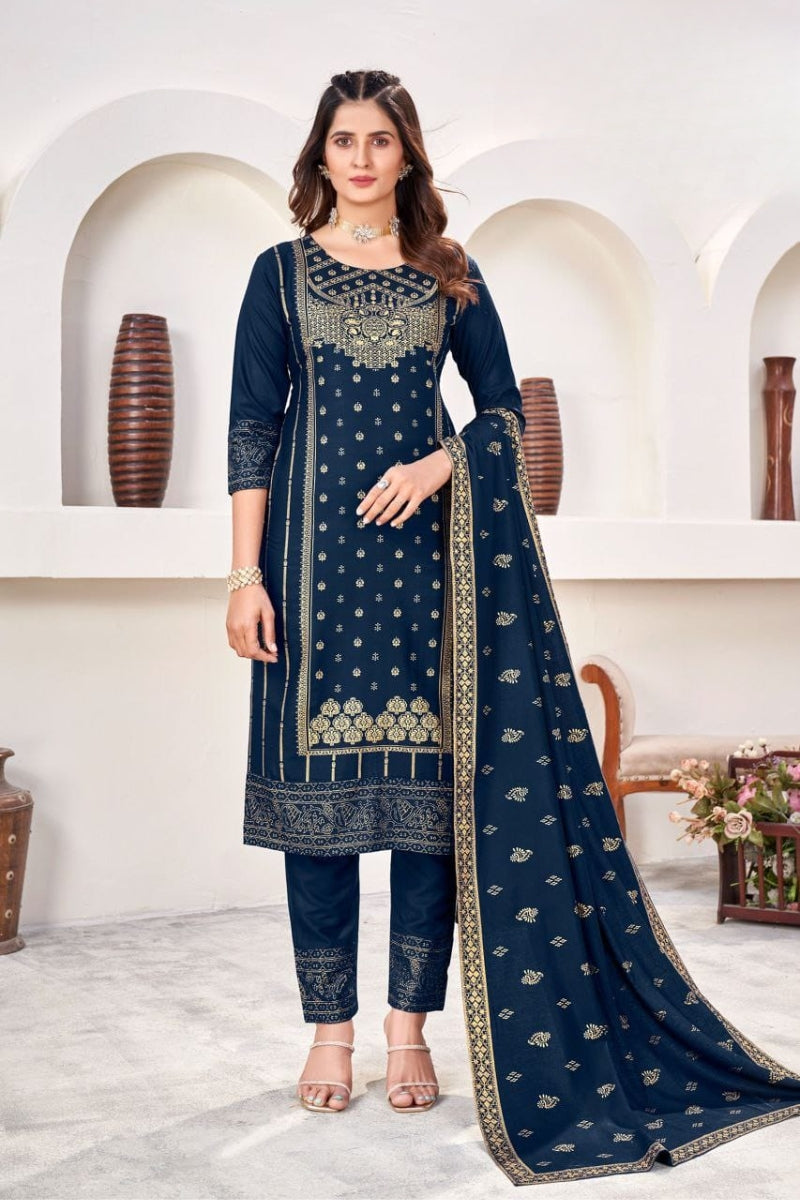 Rayon Salwar Suit With Print Work