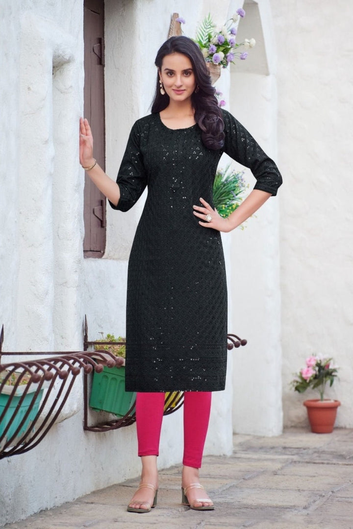 1PC STRAIGHT CUT CHIKANKARI KURTI