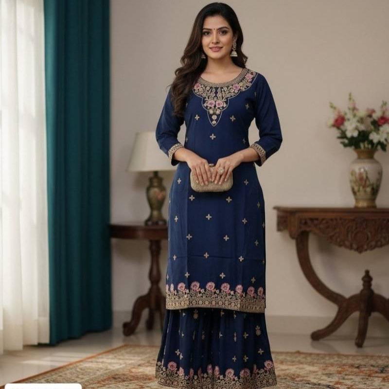2PCS  Printed Plazzo Suit For Women