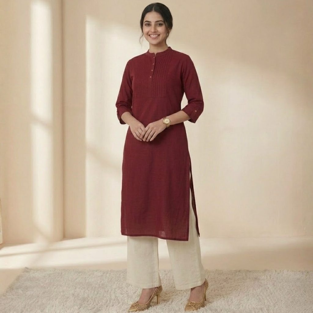 New Plain Button  Design  Kurti  Collection For Women
