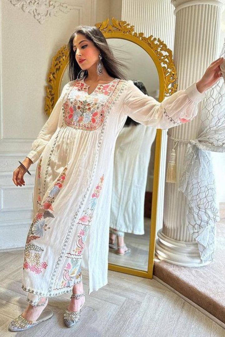 Embroidered Straight Kurti 3 Pc Suit