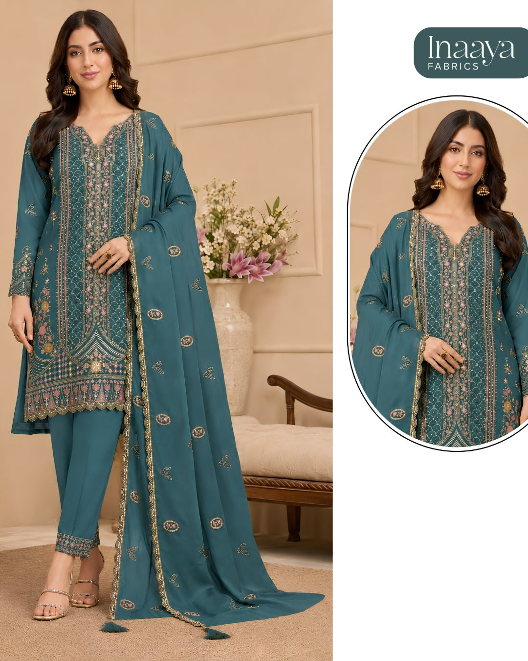 Rangoli Crush with Sequence Embroidery Work