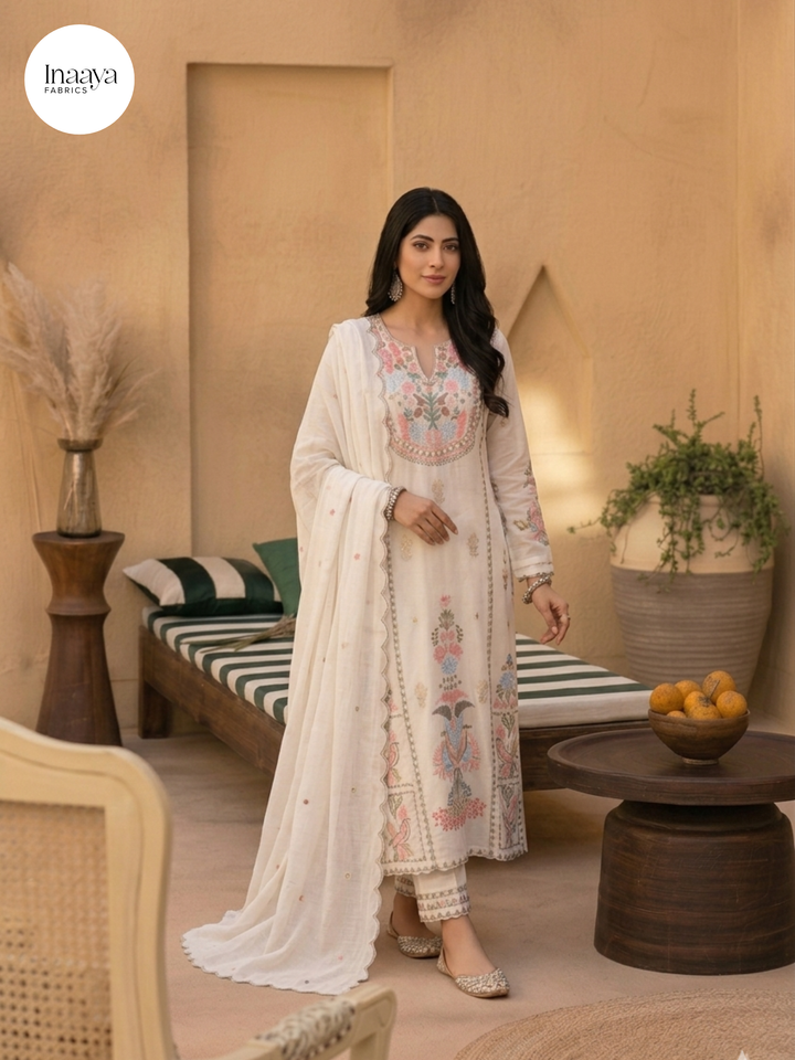 Embroidered Straight Kurti 3 Pc Suit