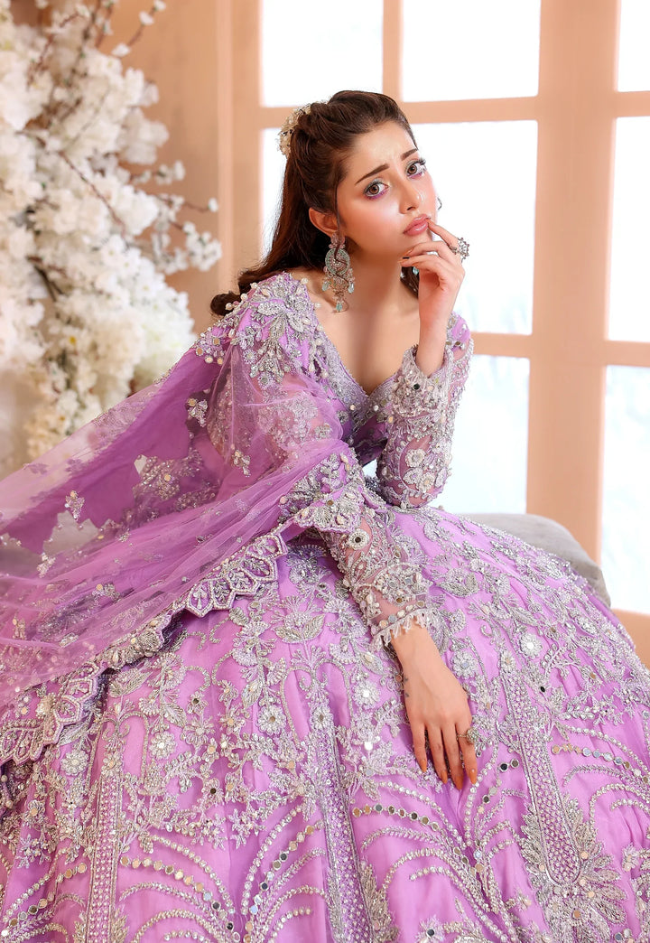 Pastel Lilac &amp; Sparkling Silver: Embroidered Net Bridal Lenge Choli | Ready To Wear