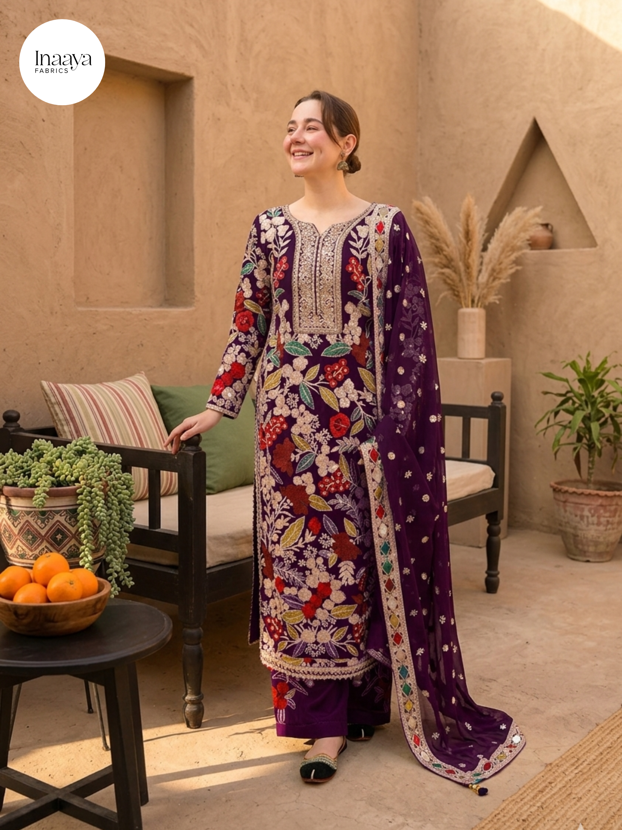 Velvet Handwork Salwar Kameez with Dupatta