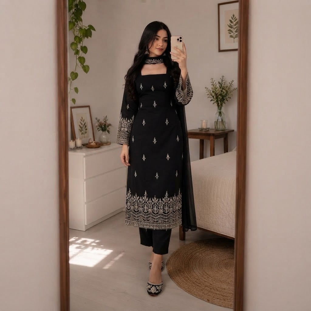 Classy Embroidery 3Pcs Suit Collection For Women