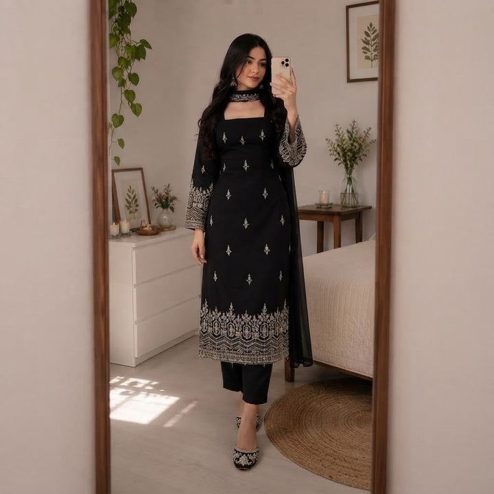 Classy Embroidery 3Pcs Suit Collection For Women