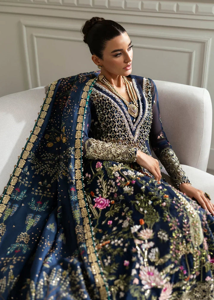 Midnight Navy &amp; Gold: Embroidered Organza Long Shirt | Ready To Wear