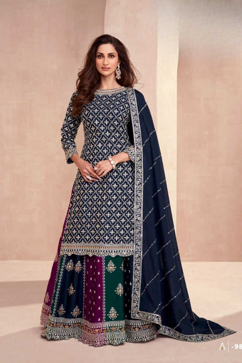 Sequins Embroidered Lehenga Skirt Suit