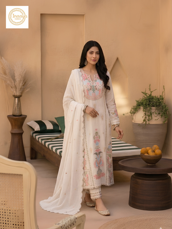Embroidered Straight Kurti 3 Pc Suit