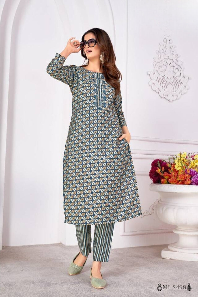 Foil Printed Viscose Straight Kurti