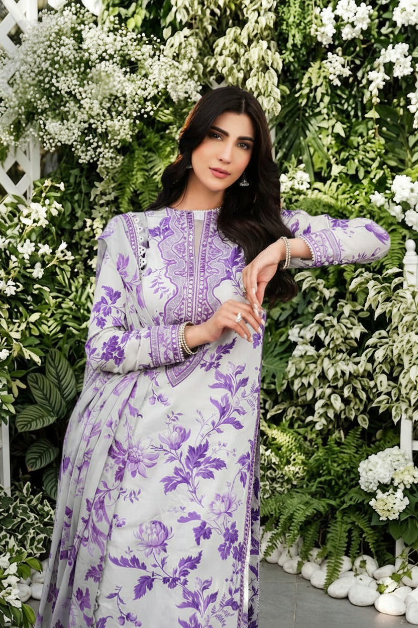 3 Piece Stitched Lawn Suit - Ready to Wear