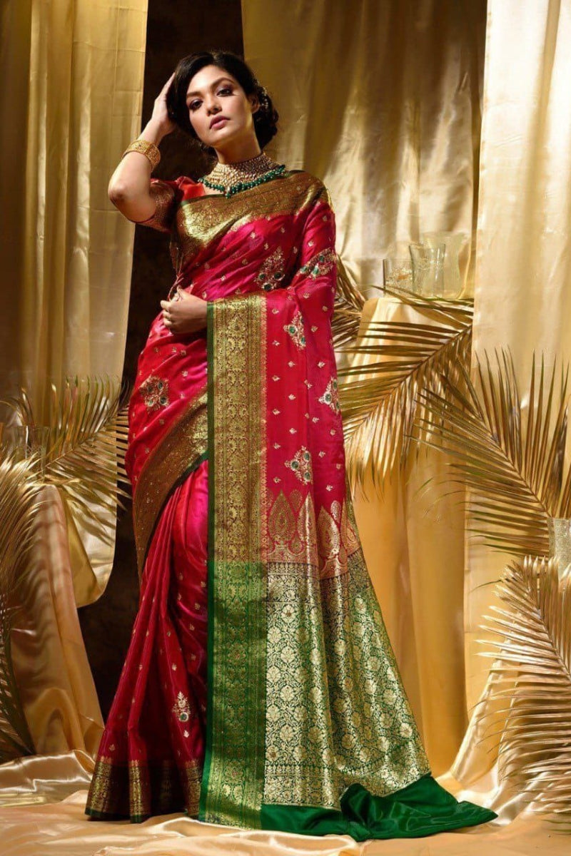 Meena Banarasi Lichi Silk Saree