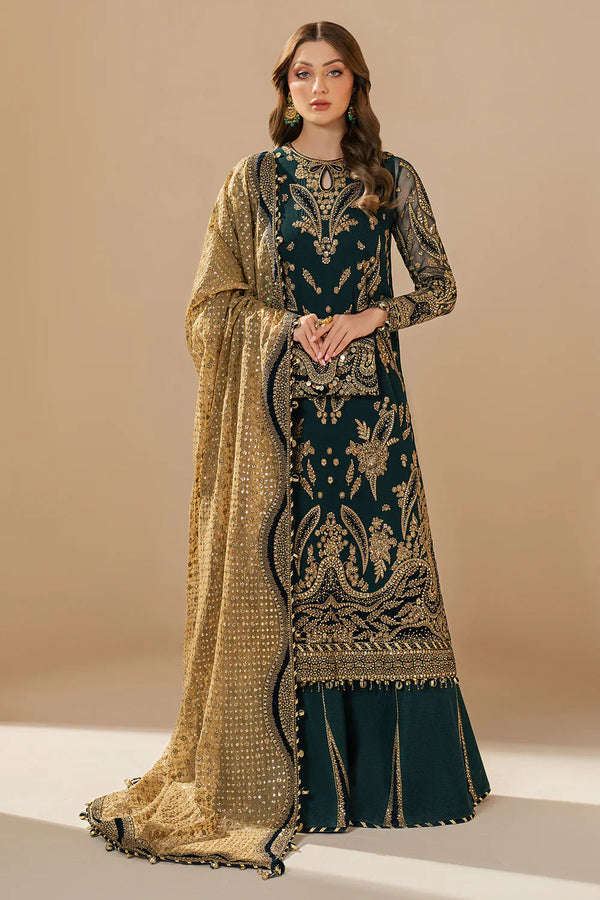 Embroidered Chiffon Sharara Suit with Organza Borders &amp; Malai Crepe Sharara | Ready to Wear