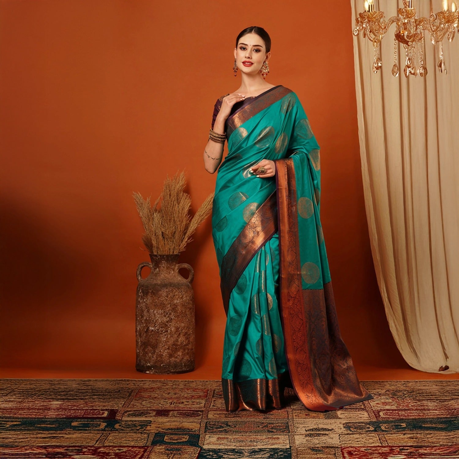 Embellished  Bollywood Pure SIlk Jacquard Saree Unstitched