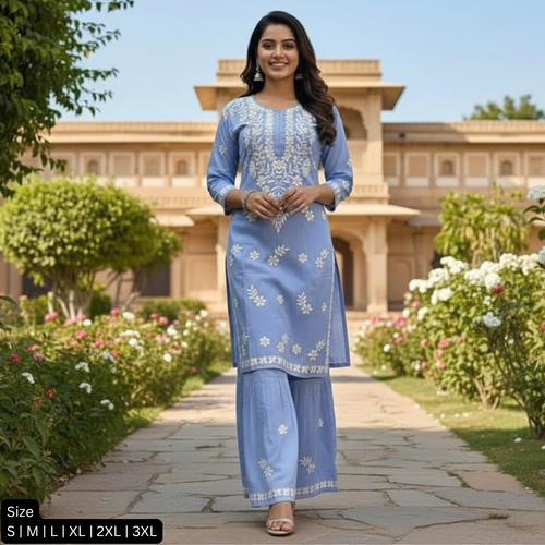 2PCS Rayon Embroidery Suit For Women 002