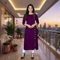 Stylish  Button  Design Long Kurti Collection For Women