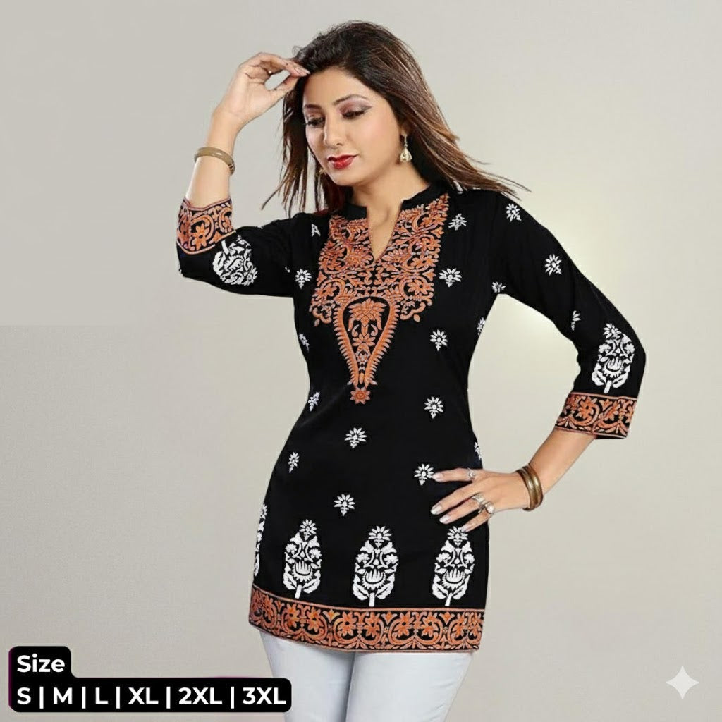 Digital Printed Embroidery Tops Collection For Women 001